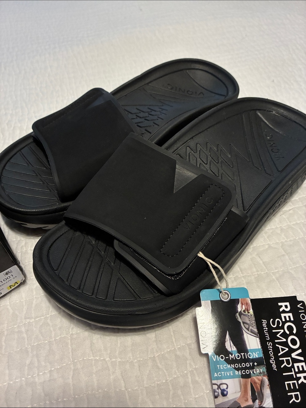 Vionic Men's Black Slide Sandals with Adjustable Strap NWT 7.5 M 9 W